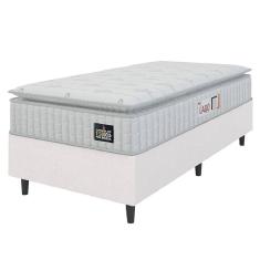 Cama Box Solteiro Colchão Espuma D45 Lazio Pillow Top 88x188x62cm Branco Hellen – Suporta Até 150 Kg Por Pessoa