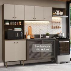 Armário de Cozinha Compacta 235cm Rustic/Crema Gourmet Madesa XA03, Ru
