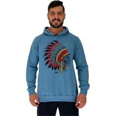 Blusa Moletom Tradicional Com Touca MXD Conceito Caveira Índio Cacique