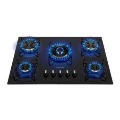 Cooktop Mondial 5 Bocas a Gás - CTG-03, Preto e Prata, Bivolt