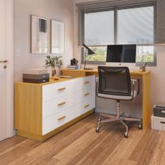 Escrivaninha em L com 6 Gavetas Cômoda Leonie Yescasa