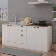 Cozinha Compacta 2 Peças com Tampo para Cooktop 100% Mdf com Rodapé