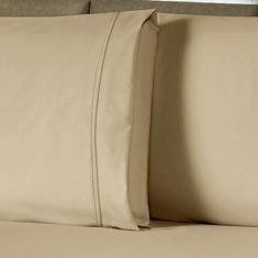 Jogo De Cama Lençol Casal Conforto Percal 300 Fios 3 Peças - Cáqui