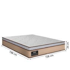 Cama Box Casal Queen Gazin Colchão Molas Ensacadas 158x198x62cm Maximus Bege/Marrom
