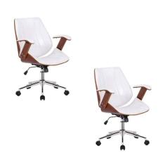 Kit 2 Cadeiras Escritório Diretor Giratória Kopenhagen Branco