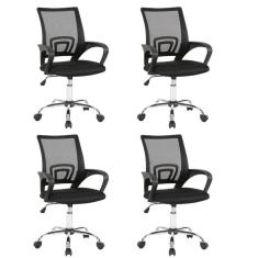 Kit 4 Cadeiras Dot para Escritório Diretor com Rodízios Manchester Light Preto