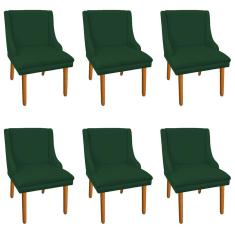Kit 6 Cadeiras de Jantar Suede Verde Pés Palito