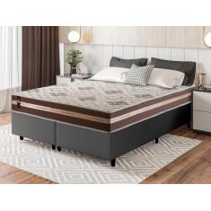 Conjunto Cama Box Espuma Espuma Chicago Marrom King 193x203x57 - King 