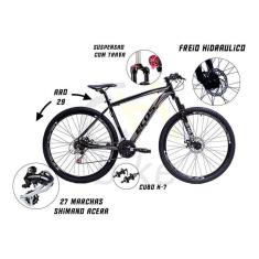 Bicicleta Aro 29 Ecos 27 Marchas, Rodas K7 9v, Cambio Shimano Acera, Freios Hidráulicos E Suspensão-Unissex