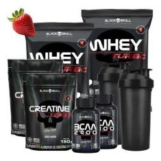 Combo 2x Whey Protein+ Creatina+ Bcaa Black Skull+ Coqueteleira-Unissex