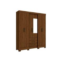 Guarda Roupa 6 Portas  e 3 Gavetas c/ Espelho Briz B23 Castanho - Henn