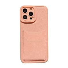 Carteira quadrada de couro de luxo, carteira de silicone, capa para telefone para iPhone 13 12 11 14 Pro Max XS XR X 8 7 Plus SE Capa à prova de choque, rosa, para iPhone 14 Plus
