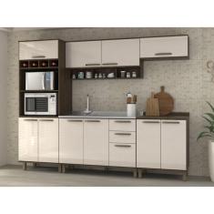 Cozinha Completa Modulada 5 Peças com Paneleiro Torre, Armários e Balcões Sara Luciane Móveis
