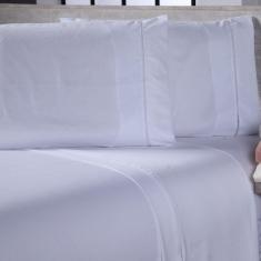 Jogo De Cama Lençol Casal Queen Sofist Ponto Palito 400 Fios Toque Macio 03 Peças - Branco