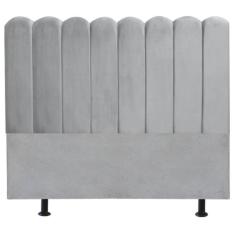 Cabeceira Nuvem Cama Box King 195cm Alanis Suede Cinza Claro