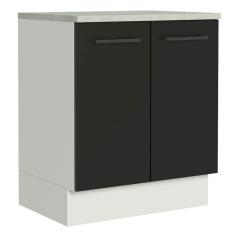 Balcão de Cozinha Agata 70cm 2 Portas Branco Preto