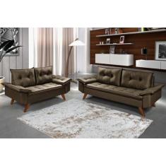 Conjunto De Sofa Bariloche 2 E 3 Lugares Essencial Estofados