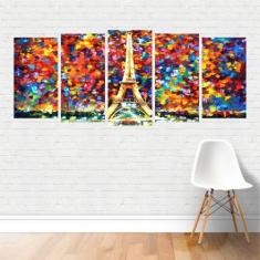 Quadro Arte Abstrato Paris França Colorido Mosaico Canvas - Plinplin
