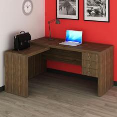 Mesa para Escritório 3 Gavetas Nogal ME4106 - Tecno Mobili, Nogal