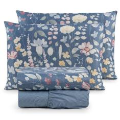 Jogo de Lençol Queen 4 Peças Percal 300 Fios Estampado Lisboa - Linda 