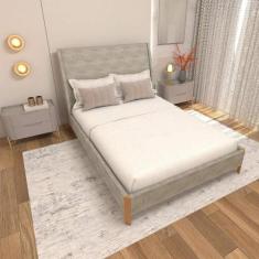 Cama Casal Estofada com Cabeceira e 2 Mesas de Cabeceira MDF - Casa La