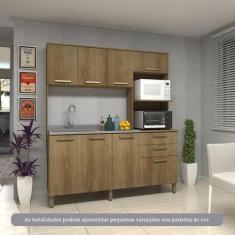 Cozinha Compacta 8 Portas E 2 Gavetas Luciane Móveis Carvalho Avelã