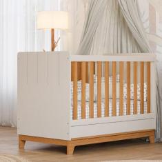 Berço Mini Cama com Colchão 100 MDF Liza Permobili Gazin, Off White/Na