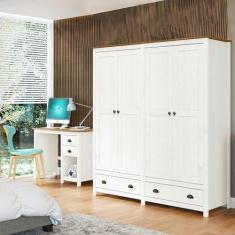 Conjunto Quarto: Guarda-Roupa 4 Portas, Escrivaninha 2 Gavetas Topázio