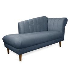 Divã Recife Suede 165 Cm Pés Chanfrado Castanho - D'rossi Cor Azul Mar