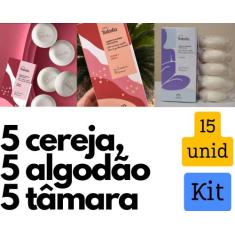 Kit 3 caixas de sabonete Cereja, Algodão e Tâmara - Total 15 unidades 
