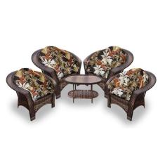 Conjunto de Poltronas Fibra Sintética Cairo - 4 Poltronas + 1 Mesa Cen