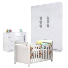 Quarto De Bebê Lívia Com Berço Americano Lara Branco Brilho - Phoenix