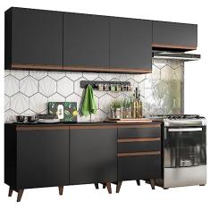 Cozinha Completa Madesa Reims 250002 com Armário e Balcão - Preto
