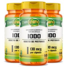 Kit 3 Iodo Iodeto De Potássio Unilife 60 Cápsulas