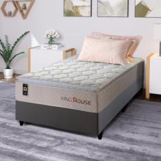 Conjunto Cama Box c/Molas Ensacadas Roma Bege Solteiro 96x203x71