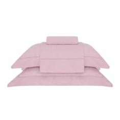 Buddemeyer Jogo de Cama Casal Cetim 300 Fios Damask Square 100% Algodão Penteado Rosa 4 peças