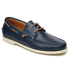 Mocassim Masculino Jacometti Dockside Couro Conforto Causal Azul Marinho 37