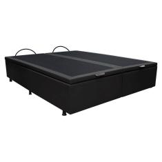 Base Box Baú para Cama Casal King 192x203cm Bipartido Liz S05 Sintético Preto - Mpozenato