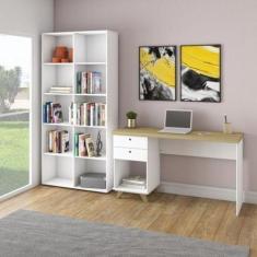 Escrivaninha Mesa Escritório Retrô com Estante - Espresso Móveis