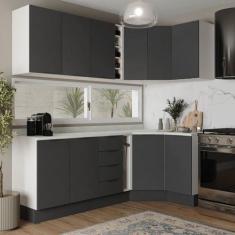 Cozinha Modulada 8 Peças com Tampo com Rodapé 4 Aéreos e 4 Balcões Ipa