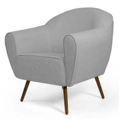 Poltrona Decorativa Nina C-315 Linho Cinza Domi Móveis