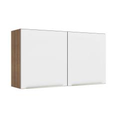 Armário Aéreo Madesa Lux 120 cm 2 Portas - Rustic/Branco Veludo