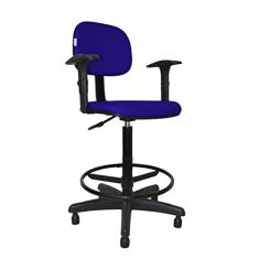 Cadeira Caixa Alta Secretária - Balcão - Portaria - Com Braço Corano Azul