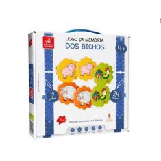 Jogo Da Memória Em Madeira Bichos 24 Pcs