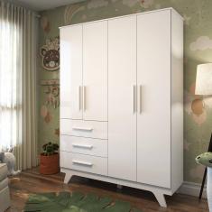 Guarda Roupa Infantil 4 Portas Branco