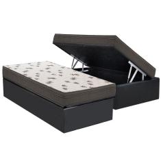Conjunto Box Baú Solteiro: Colchão Espuma Ortobom D45 Light + Base CRC Suede Gray(88x188)