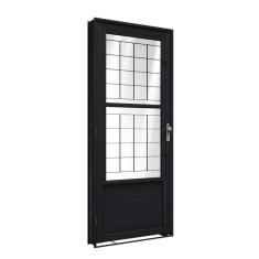 Porta de Aço de Giro com Postigo e Grade Quadrada 215x90cm Facilitá Lucasa Preto