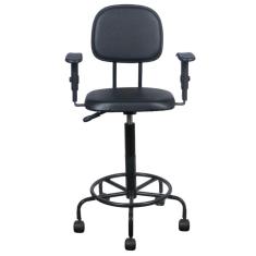 Cadeira caixa alta L duplo com braço  base semi  corano preto