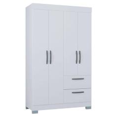 Guarda Roupa Solteiro Ambiente Tóquio 4 Portas Branco Brilho - Poquema