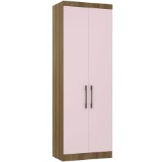Guarda Roupa Modulado 79cm 2 Portas Paris Luciane Móveis Avelã Pf Com Rosa Pf